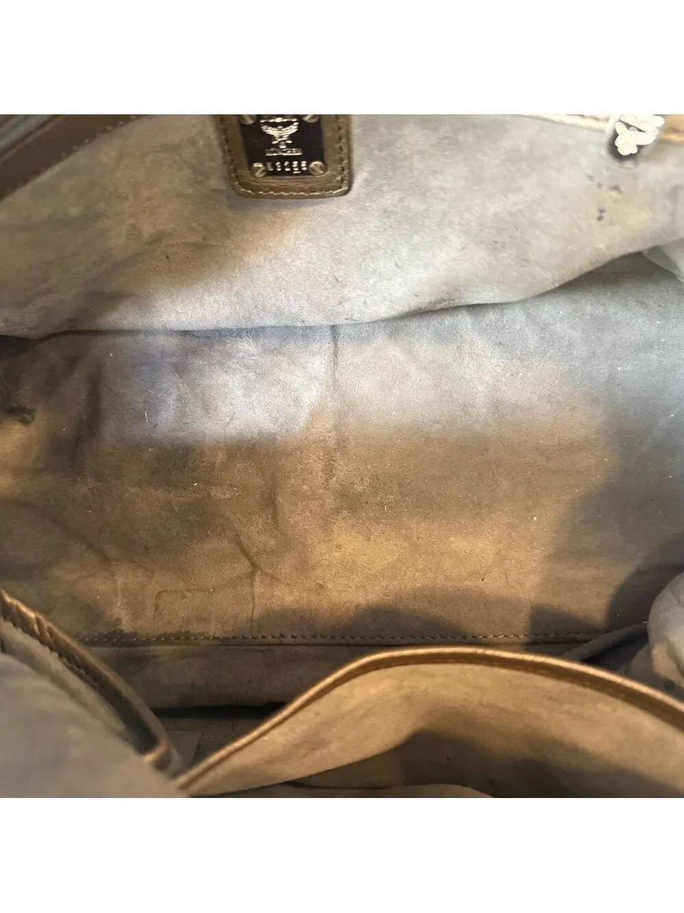 MCM Black Lion Monogram Satchel with Metallic Accents